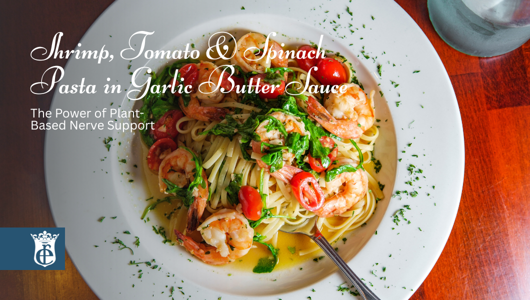 Shrimp, Tomato & Spinach Pasta in Garlic Butter Sauce